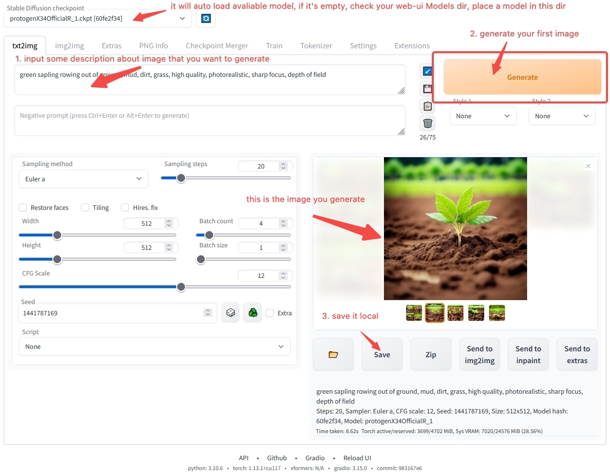 use stable-diffusion-webui para generar su primera imagen